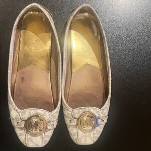 Michael Kors Women's White and Black MK Patterned Loafers